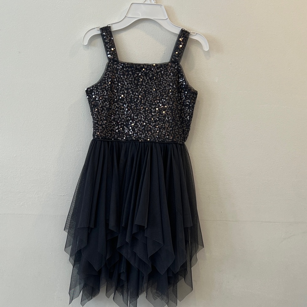 Cat & Jack Black Sequin Kids Dress M 7/8